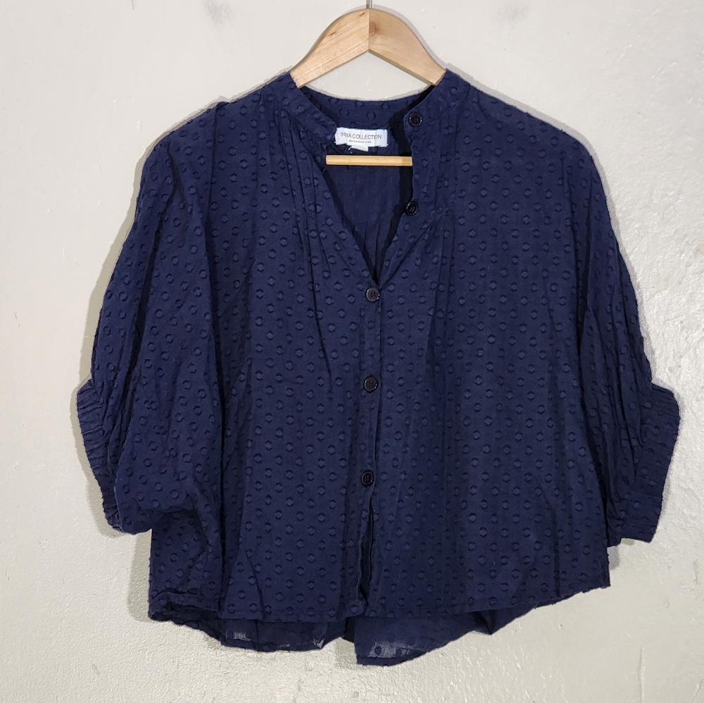 Emerson Fry Blue Boxy 3/4 Sleeve Blouse